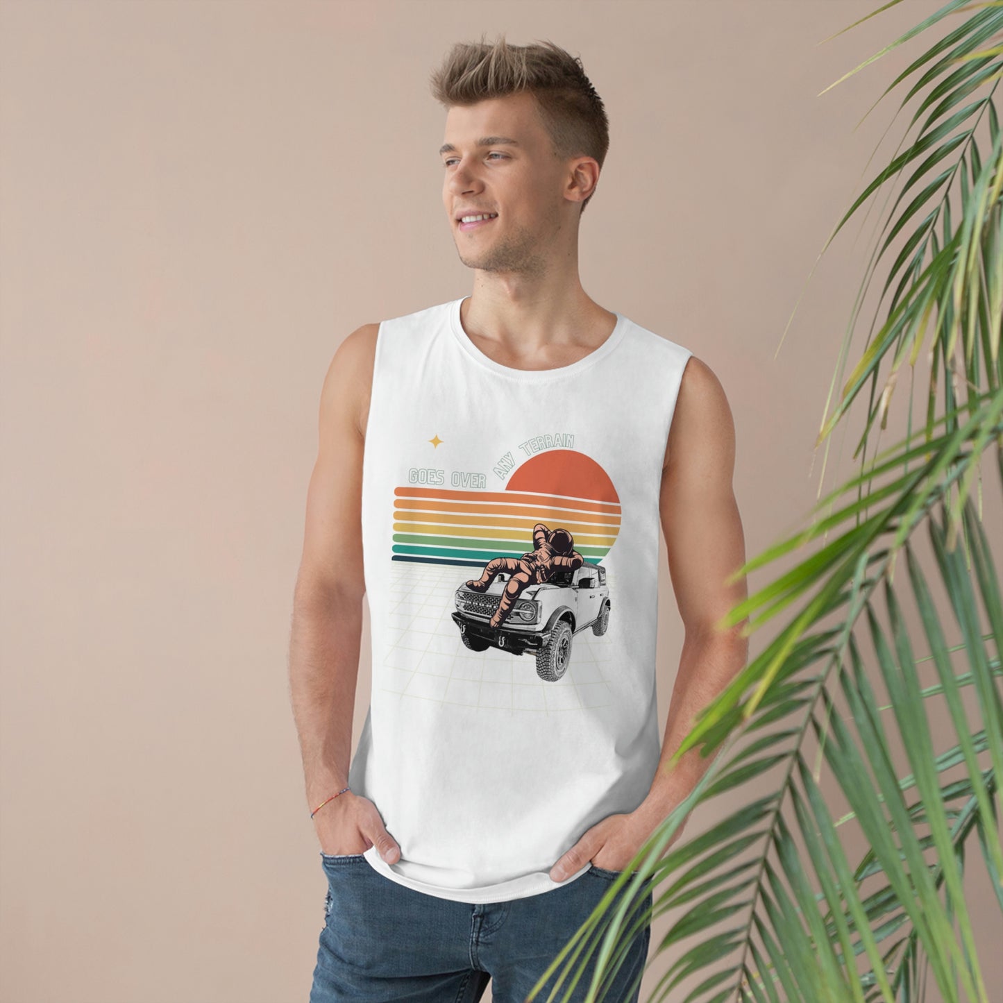 Bronco - Space - Astronaut- Goes Over Any Terrain - GOAT - Unisex Barnard Tank